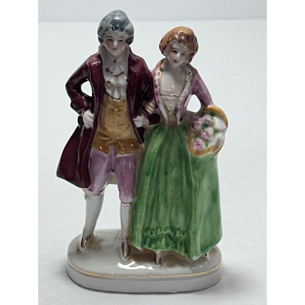 Vintage Porcelain “Occupied Japan” Strolling Couple Figurine 5.5” Tall X3" Width